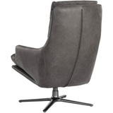 Cardona Swivel Lounge Chair - Gunmetal and Marseille Concrete Leather