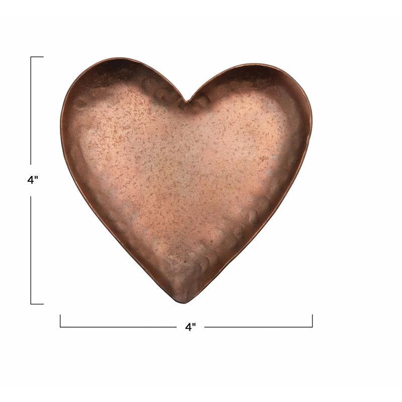 Pounded Metal Copper Plated Heart Dish