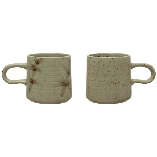 18 oz. Stoneware Mug with Hand-Painted Bamboo