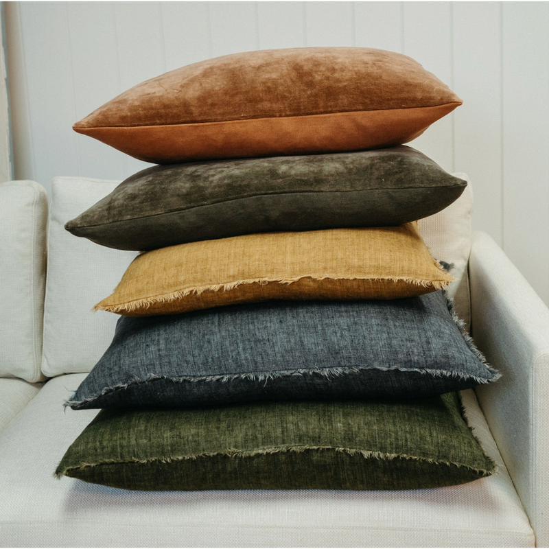 Lina Linen Cushion - Charcoal 24x24