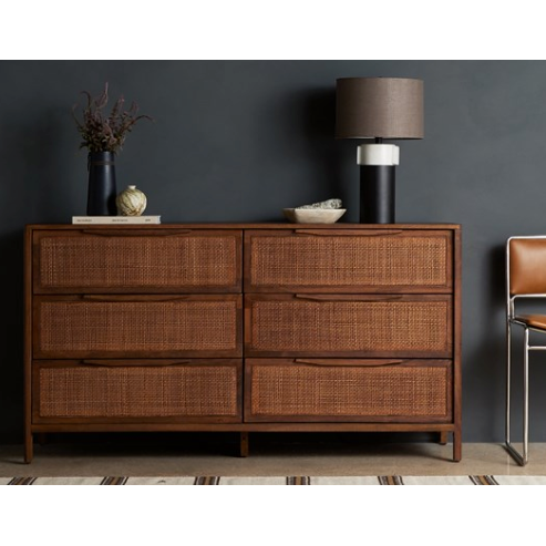 Sydney 6 Drawer Dresser in Brown Wash