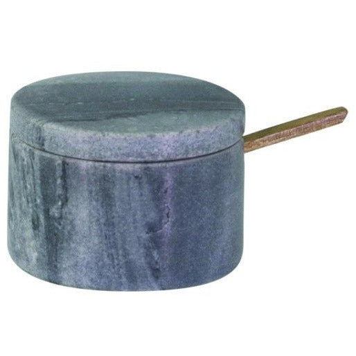 Grey Marble Lidded Cellar with Wood Spoon