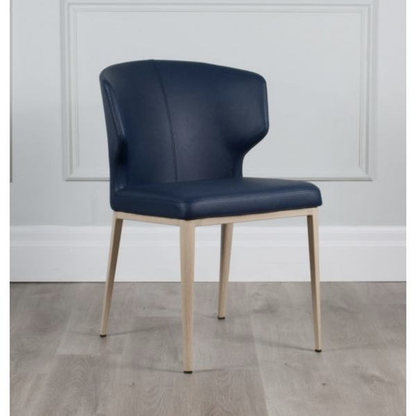 Heather Dining Chair with Natural Imprint Wood Base - Leatherette