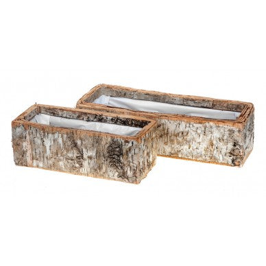 Birch Rectangle Planter w/Liner - Large