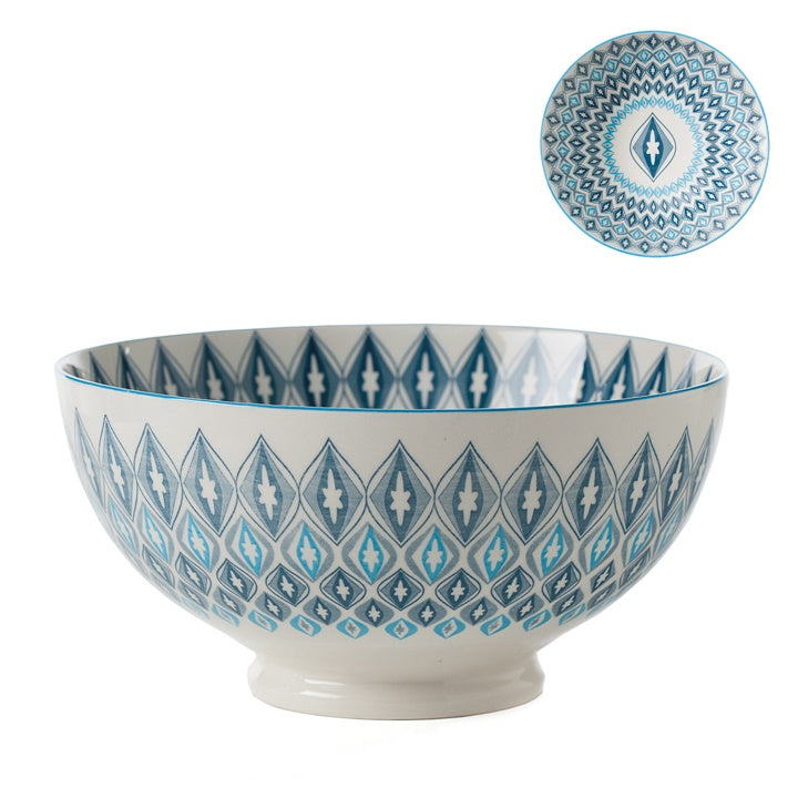 Kiri Porcelain 8" Large Bowl - Blue Diamond