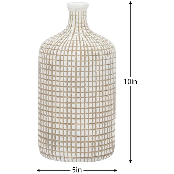 Armadillo Resin Bottle Vase - 10" White