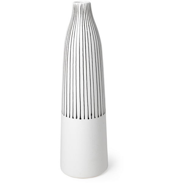 Kiara White Pinstripe Vase