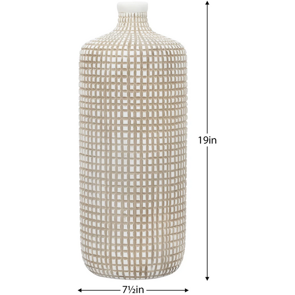 Armadillo Resin Bottle Vase - 19" White