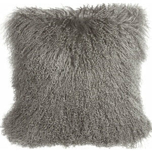 Mongolian Sheepskin Grey Cushion 18"