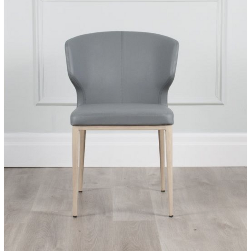 Heather Dining Chair with Natural Imprint Wood Base - Leatherette