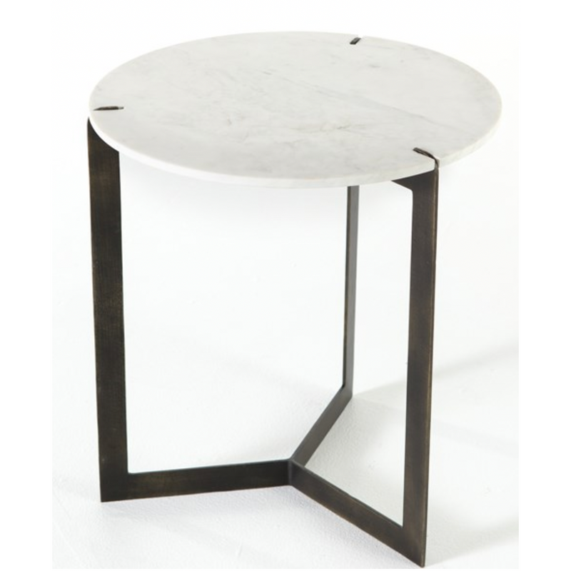 Kiara End Table - Polished White Marble