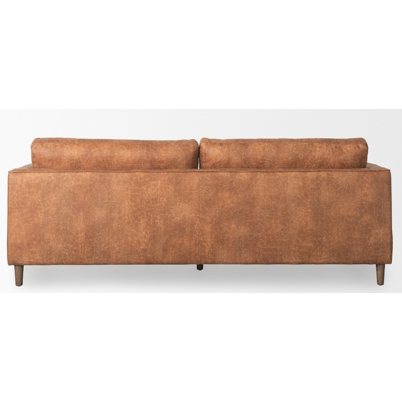 Loraine Cognac Brown Faux Leather Sofa