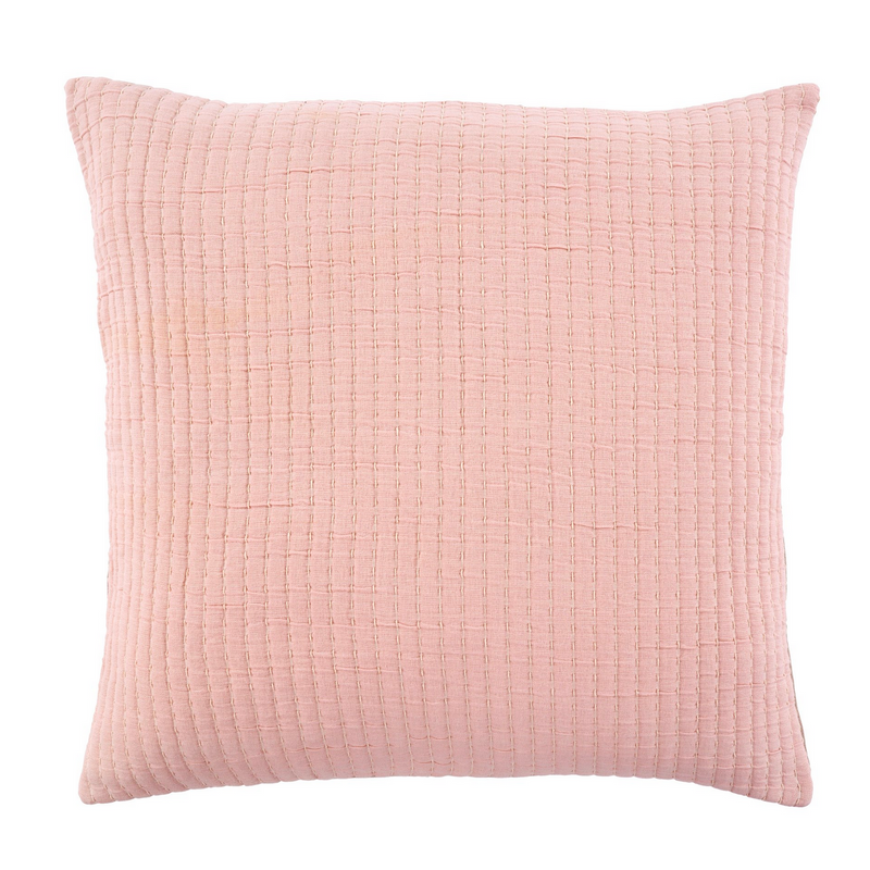 Kantha-Stitched Cushion - Blush