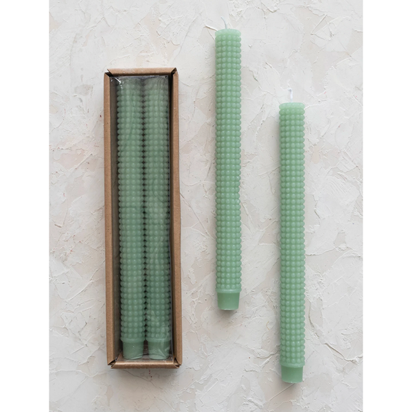 Hobnail Taper Candles in Box, Set of 2