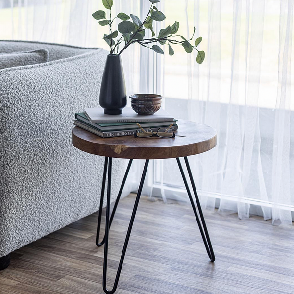 Natura Hairpin Round Accent Table