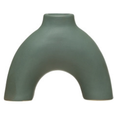 Terra-cotta Arched Vase, Matte Teal