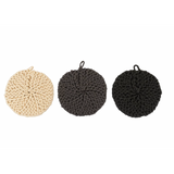 Round Cotton Crocheted Pot Holder, 3 Colours
