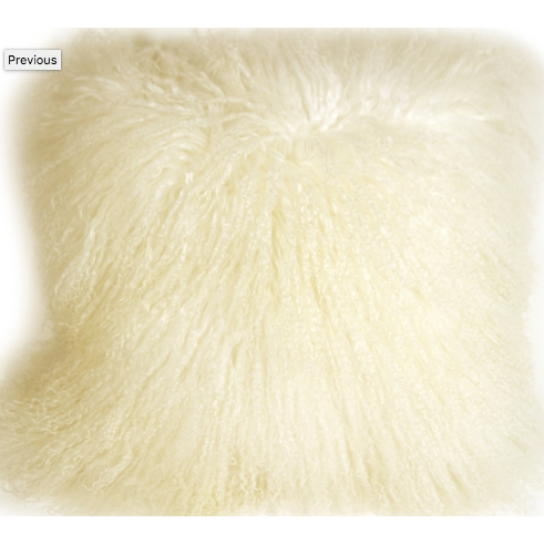 Mongolian Sheepskin Natural White  18x18