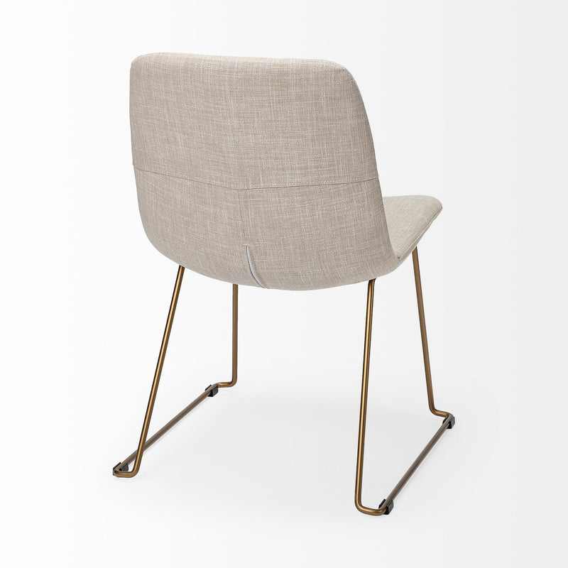 Sawyer Dining Chair - Beige Fabric and Gold Metal