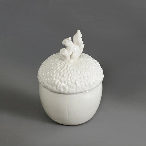 Acorn Ceramic Jar with Squirrel Lid