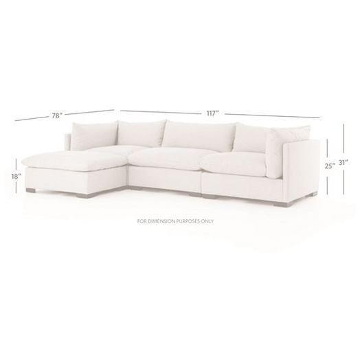 Westwood 3 Piece Sectional with Ottoman in Bennett Moon