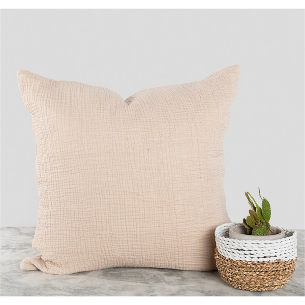 Crinkle Cushion - Beige 20"