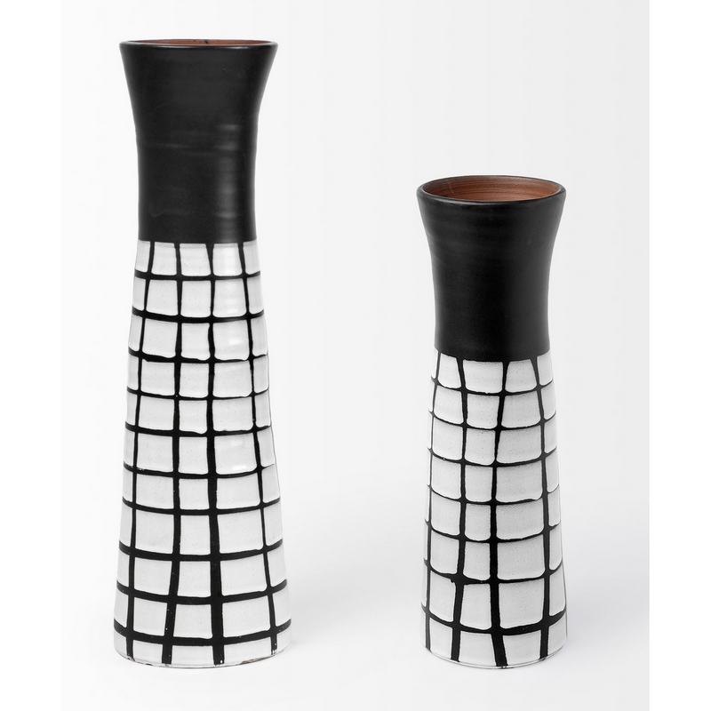 Luana Small Black/White Ceramic Vase