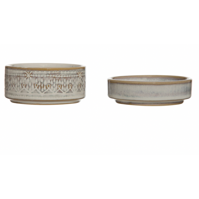 Round Decorative Stoneware Stackable Container