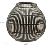 Debossed Stoneware Vase, Black &amp; White