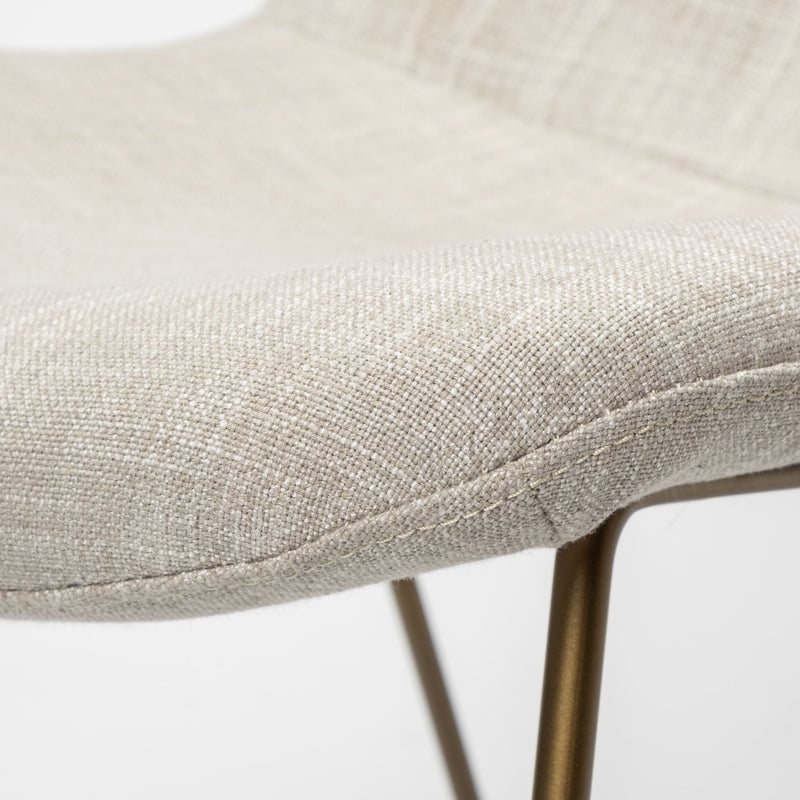 Sawyer Dining Chair - Beige Fabric and Gold Metal