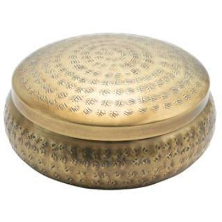 Hammered Metal Container, Brass Finish