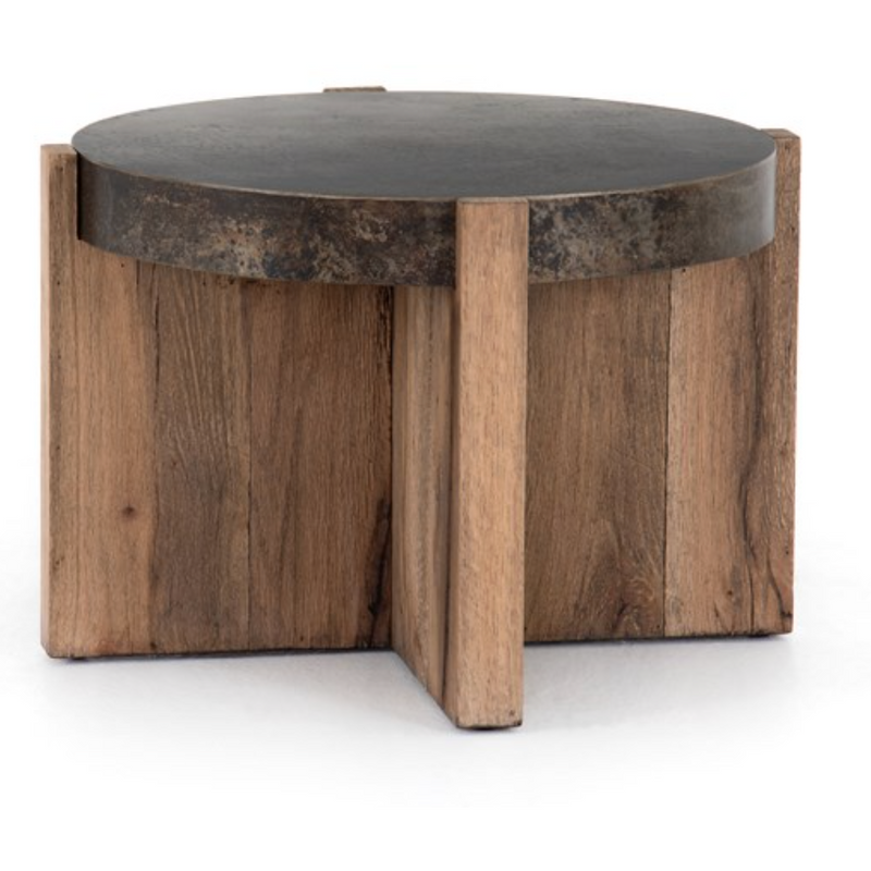Bingham End Table with Distressed Iron Top