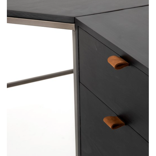 Trey Desk System with Filing Credenza - Black