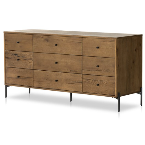Eaton 9 Drawer Dresser - Amber Oak Resin