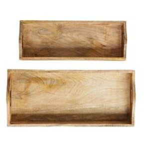 Rectangle Mango Wood Tray, Set of 2