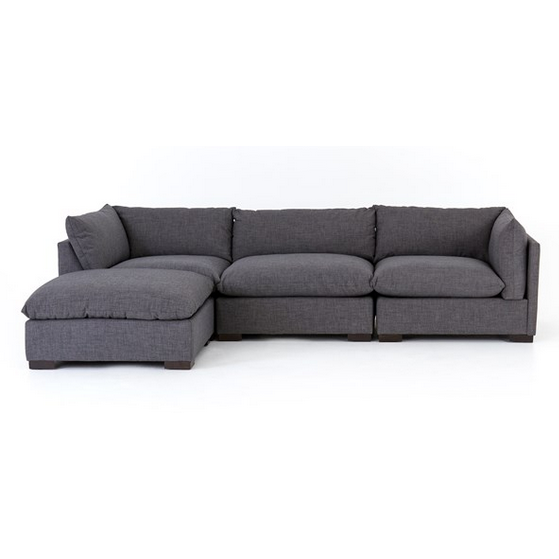 Westwood 3 Piece Sectional with Ottoman - Bennett Charcoal