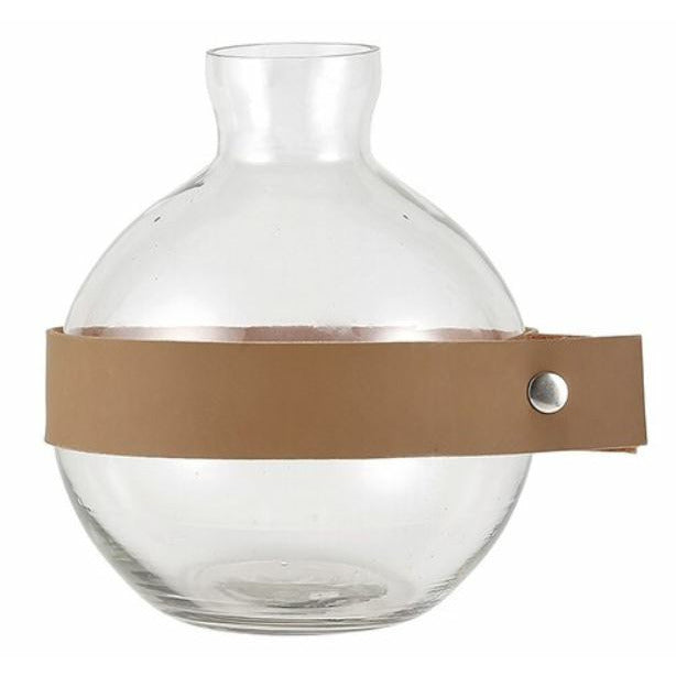 Glass Vase With Leather Tie