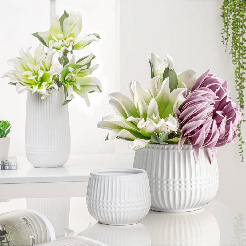 Aurora Ribbed Dot Vase - 9.5h"