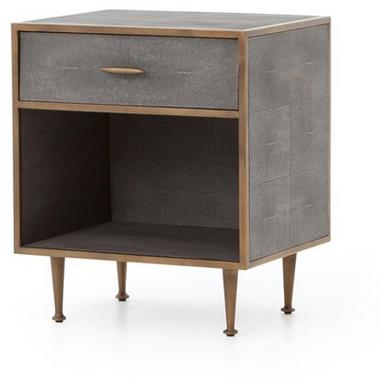 Shagreen Nightstand - Antique Brass