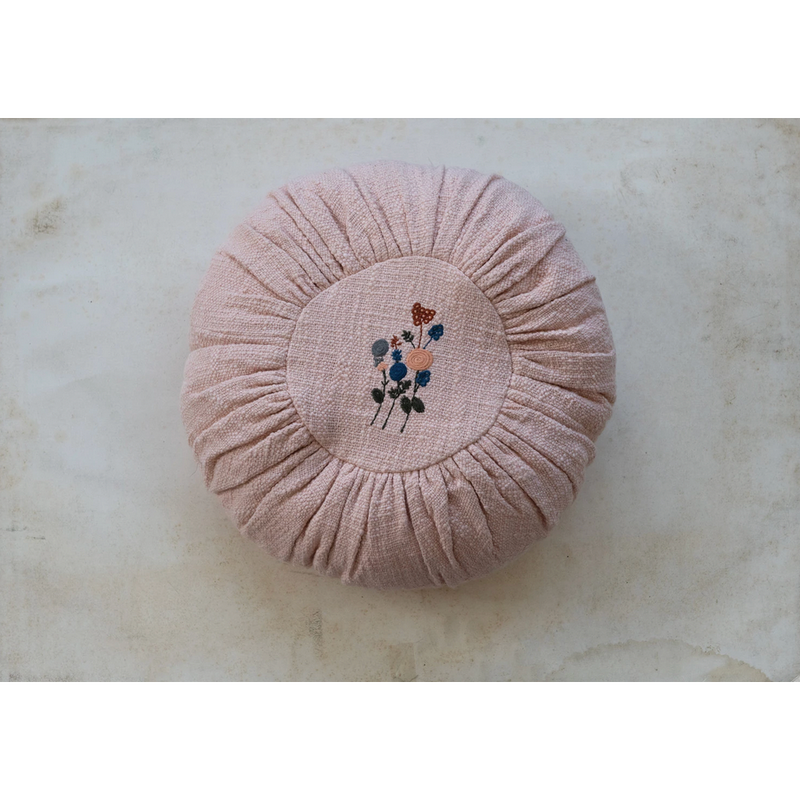 Pink Slub Pillow, Round