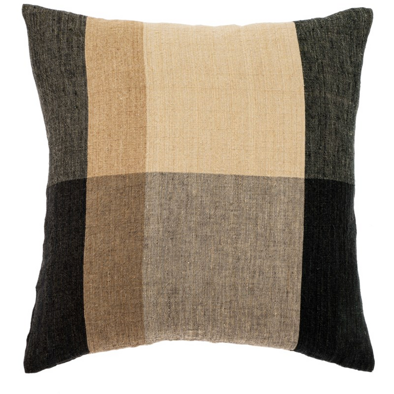 Piedmont Linen Cushion - Black/Brown