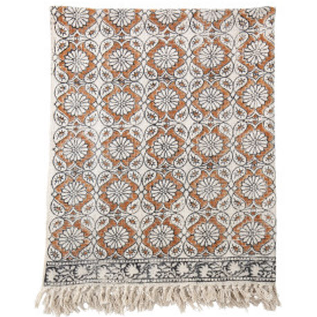 Cotton Printed Throw With Fringe