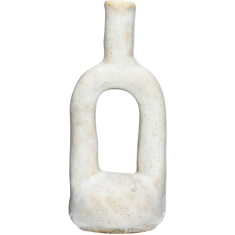 Reactive Glaze White Stoneware Cutout Vase