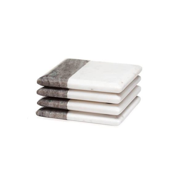 Two Tone Marble Square Coasters 4 Piece Set