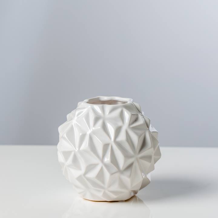 Crumple Ball Vase - White
