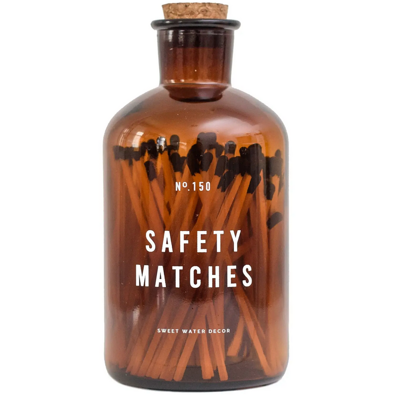 Black Safety Matches - Large Amber Apothecary Jar