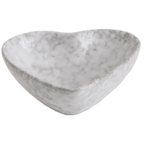 Stoneware Heart Dish, Antique White Finish