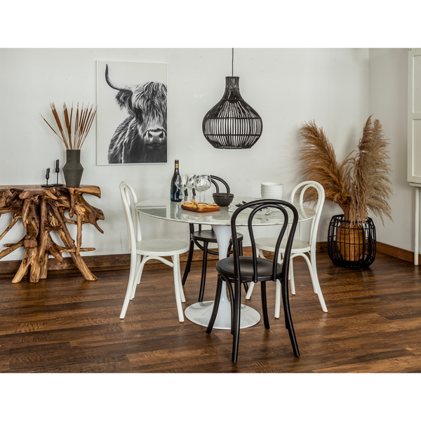 Flute Marble Top Round Dining Table