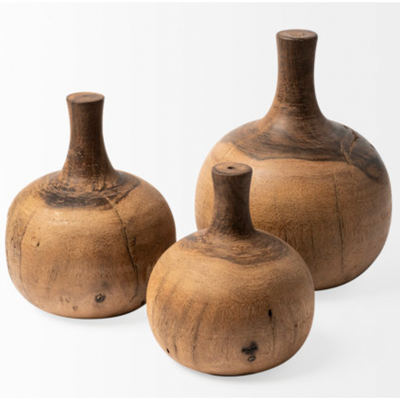 Afra - Medium Solid Wood Vase