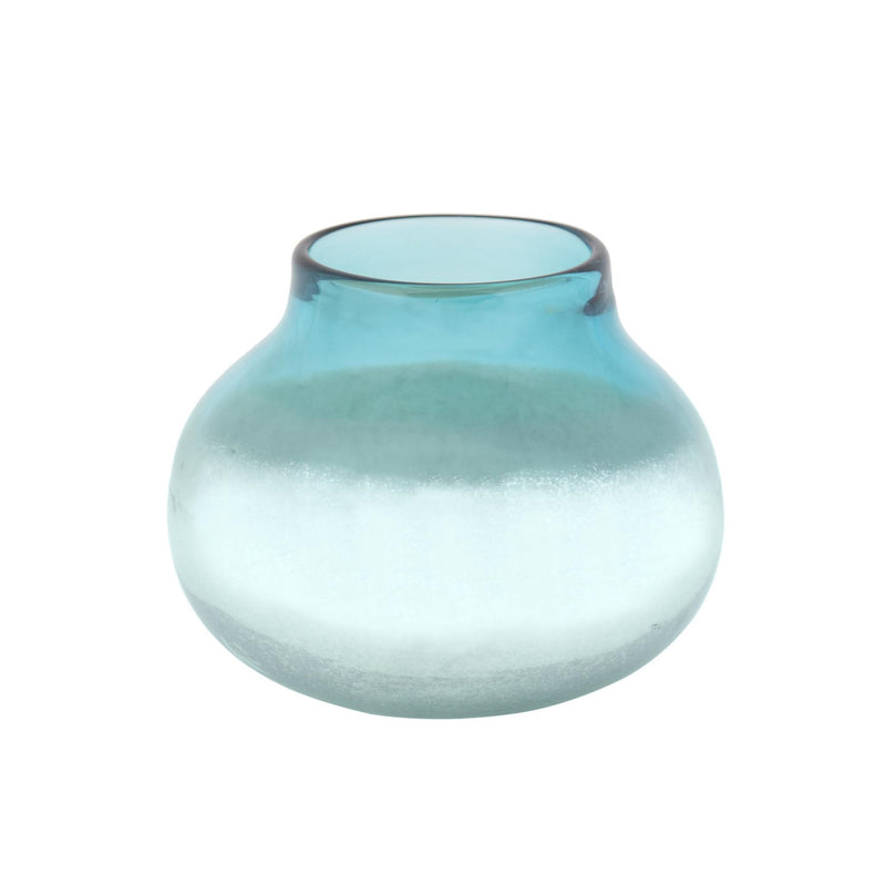 Iridescent Blue Glass Vase 4.5"